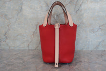 Load image into Gallery viewer, HERMES PICOTIN LOCK TOUCH PM Clemence leather/Swift leather Rouge tomate/Rose Eglantine X Engraving Hand bag 600050219
