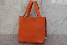 Load image into Gallery viewer, HERMES PICOTIN LOCK MM Clemence leather Orange □O Engraving Hand bag 600120186
