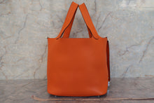 Load image into Gallery viewer, HERMES PICOTIN LOCK MM Clemence leather Orange □O Engraving Hand bag 600120186
