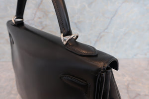 HERMES／エルメス ケリー32 ボックスカーフ ブラック □E刻印 ハンドバッグ 700070052