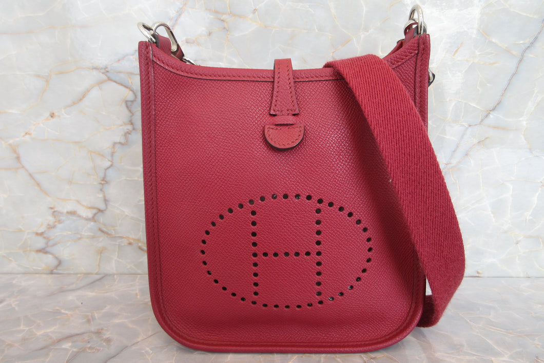 HERMES／エルメス エブリンTPM ヴォーエプソン ルージュグレナ X刻印 ショルダーバッグ 700030289