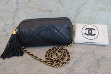画像をギャラリービューアに読み込む, CHANEL/シャネル ココマークフリンジチェーンショルダーバッグ ラムスキン ネイビー/ゴールド金具 ショルダーバッグ 700080071
