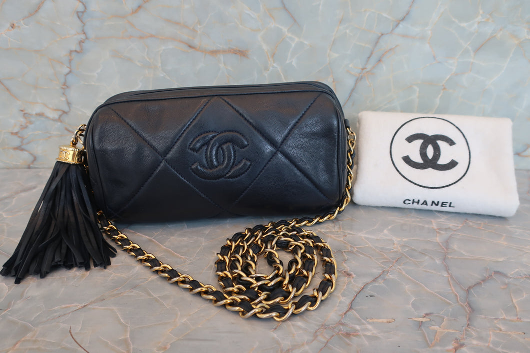 CHANEL/シャネル ココマークフリンジチェーンショルダーバッグ ラムスキン ネイビー/ゴールド金具 ショルダーバッグ 700080071