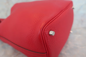 HERMES PICOTIN LOCK PM Clemence leather Rouge casaque □P刻印 Hand bag 600050214