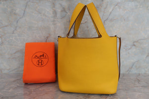 HERMES PICOTIN PM Clemence leather Jaune □G刻印 Hand bag 600070017