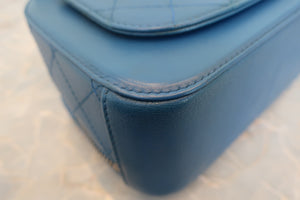 CHANEL/シャネル ココマーク2WAYバッグ ラムスキン ブルー/ゴールド金具 ショルダーバッグ 700050126