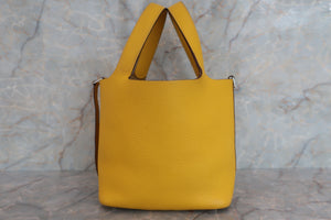 HERMES PICOTIN PM Clemence leather Jaune □G刻印 Hand bag 600070017