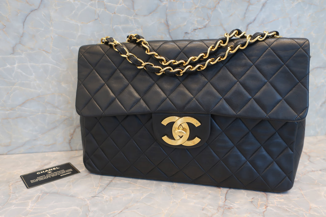 CHANEL/シャネル デカマトラッセシングルフラップチェーンショルダーバッグ ラムスキン ブラック/ゴールド金具 ショルダーバッグ 600100163