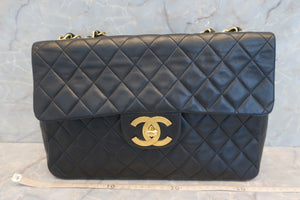 CHANEL/シャネル デカマトラッセシングルフラップチェーンショルダーバッグ ラムスキン ブラック/ゴールド金具 ショルダーバッグ 600100163