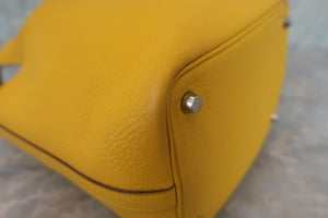 HERMES PICOTIN PM Clemence leather Jaune □G Engraving Hand bag 600070017