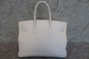 HERMES BIRKIN 35 Clemence leather White □I刻印 Hand bag 600080117