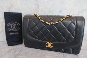 CHANEL/シャネル ダイアナマトラッセチェーンショルダーバッグ ラムスキン ブラック/ゴールド金具 ショルダーバッグ 600090193