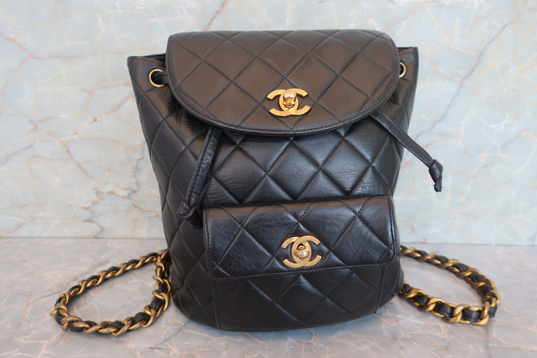CHANEL/シャネル マトラッセチェーンリュック ラムスキン ブラック/ゴールド金具 リュック 700080063