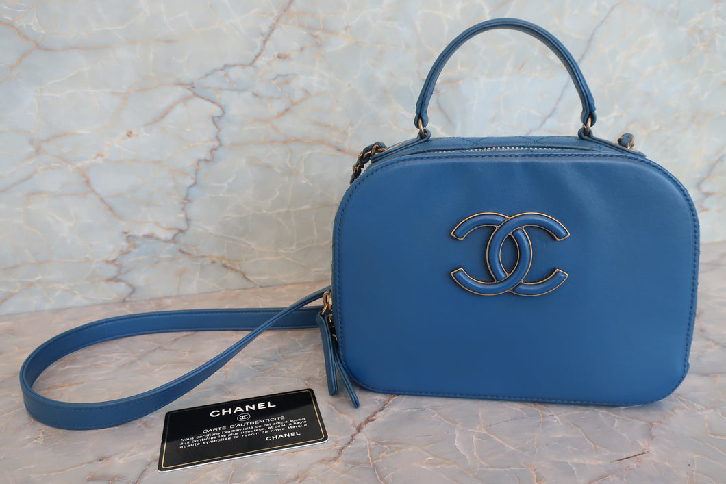 CHANEL/シャネル ココマーク2WAYバッグ ラムスキン ブルー/ゴールド金具 ショルダーバッグ 700050126