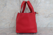 将图片加载到图库查看器，HERMES PICOTIN LOCK PM Clemence leather Rouge casaque C刻印 Hand bag 600070052
