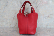 将图片加载到图库查看器，HERMES PICOTIN LOCK PM Clemence leather Rouge casaque C刻印 Hand bag 600070052
