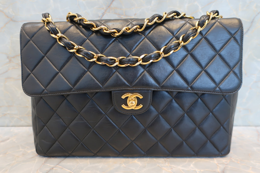 CHANEL/シャネル 中マトラッセシングルフラップチェーンショルダーバッグ ラムスキン ブラック/ゴールド金具 ショルダーバッグ 700100161