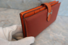 将图片加载到图库查看器，HERMES Bearn Soufflet Epsom leather Brique/Orange □P刻印 Wallet 600040115
