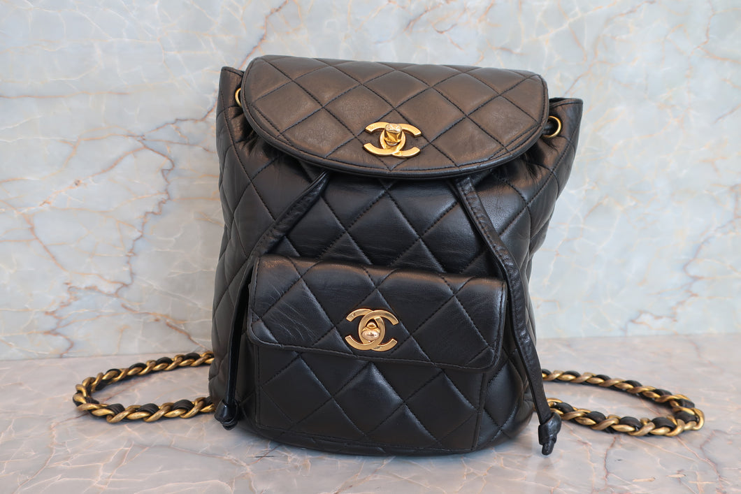 CHANEL/シャネル マトラッセチェーンリュック ラムスキン ブラック/ゴールド金具 リュック 700070030
