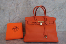 画像をギャラリービューアに読み込む, HERMES／エルメス バーキン35 トゴ オレンジ □E刻印 ハンドバッグ 800010047
