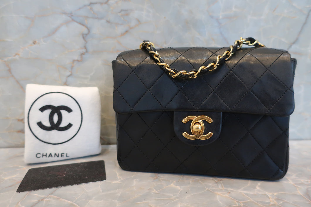 CHANEL/香奈儿 迷你CF 单盖 链条包 羊皮 Black/Gold hadware(黑色/金色金属) 肩背包 700100193