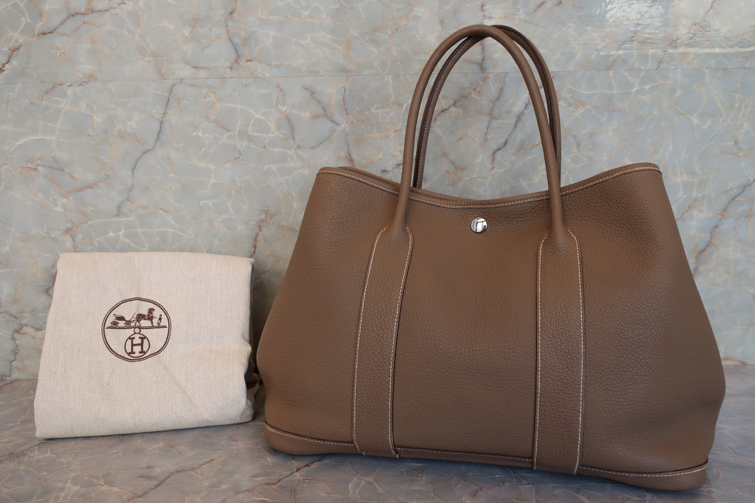 HERMES  GARDEN PARTY PM Negonda leather Etoupe gray □O刻印 Tote bag 600120143