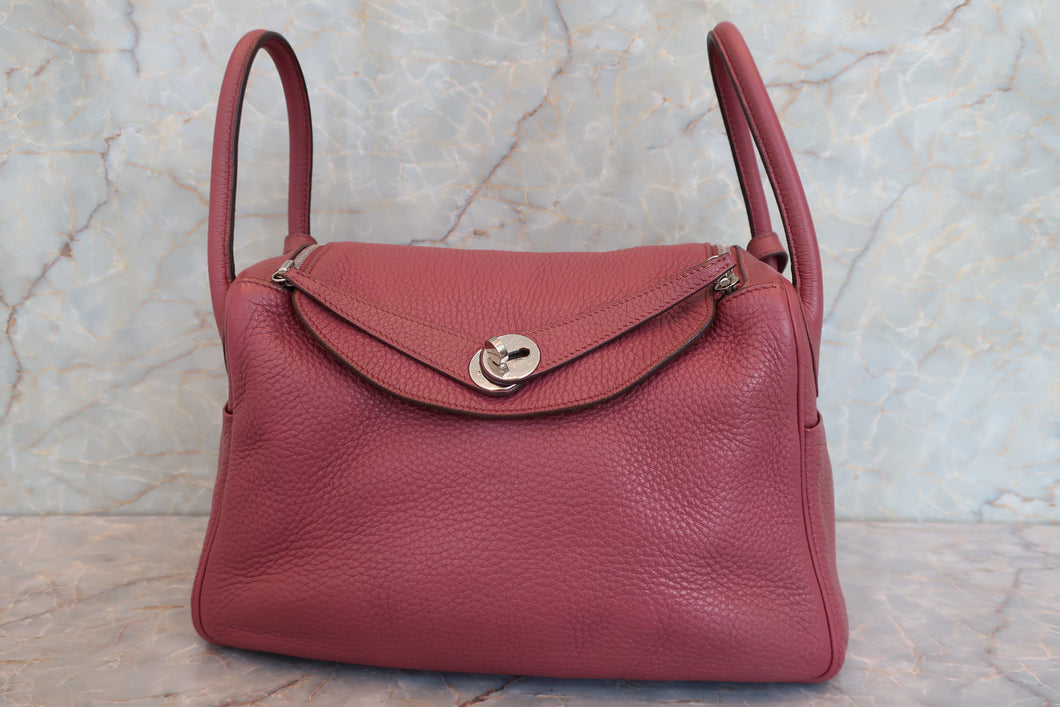 HERMES LINDY 30 Clemence leather Bois de rose □O Engraving Shoulder bag 700090129