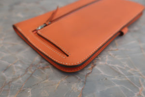 HERMES Dogon long Swift leather Mango □Q Engraving Wallet 500100065