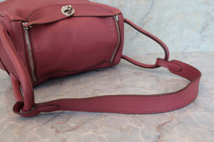 HERMES LINDY 30 Clemence leather Bois de rose □O Engraving Shoulder bag 700090129