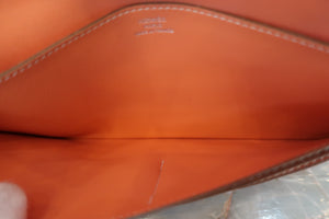 HERMES Dogon long Swift leather Mango □Q Engraving Wallet 500100065