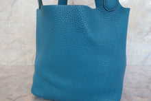 将图片加载到图库查看器，HERMES PICOTIN LOCK MM Clemence leather Blue izmir □Q刻印 Hand bag 600080113
