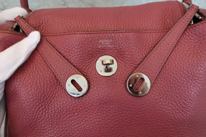 HERMES LINDY 30 Clemence leather Bois de rose □O Engraving Shoulder bag 700090129