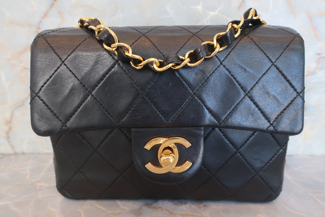 CHANEL/香奈儿 迷你CF 链条包 羊皮 Black/Gold hadware(黑色/金色金属) 肩背包 600090195