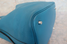 Load image into Gallery viewer, HERMES PICOTIN LOCK MM Clemence leather Blue izmir □Q Engraving Hand bag 600080113
