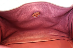 HERMES LINDY 30 Clemence leather Bois de rose □O Engraving Shoulder bag 700090129