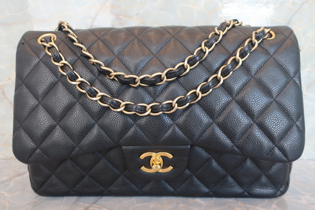 CHANEL/シャネル 中マトラッセWフラップWチェーンショルダーバッグ キャビアスキン ブラック/ゴールド金具 ショルダーバッグ 700080077