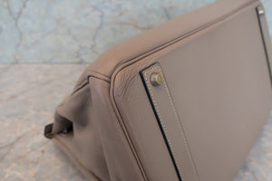 HERMES BIRKIN 40 Clemence leather Gris tourterelle/Matte silver hadware □E Engraving Hand bag 700030026