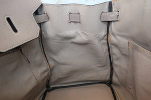 HERMES BIRKIN 40 Clemence leather Gris tourterelle/Matte silver hadware □E Engraving Hand bag 700030026