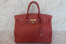 Load image into Gallery viewer, HERMES BIRKIN 40 Clemence leather Brique □D Engraving Hand bag 600080092
