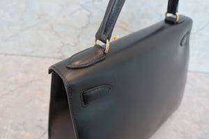 HERMES KELLY 28 Box carf leather Black 〇Z Engraving Shoulder bag 700090115