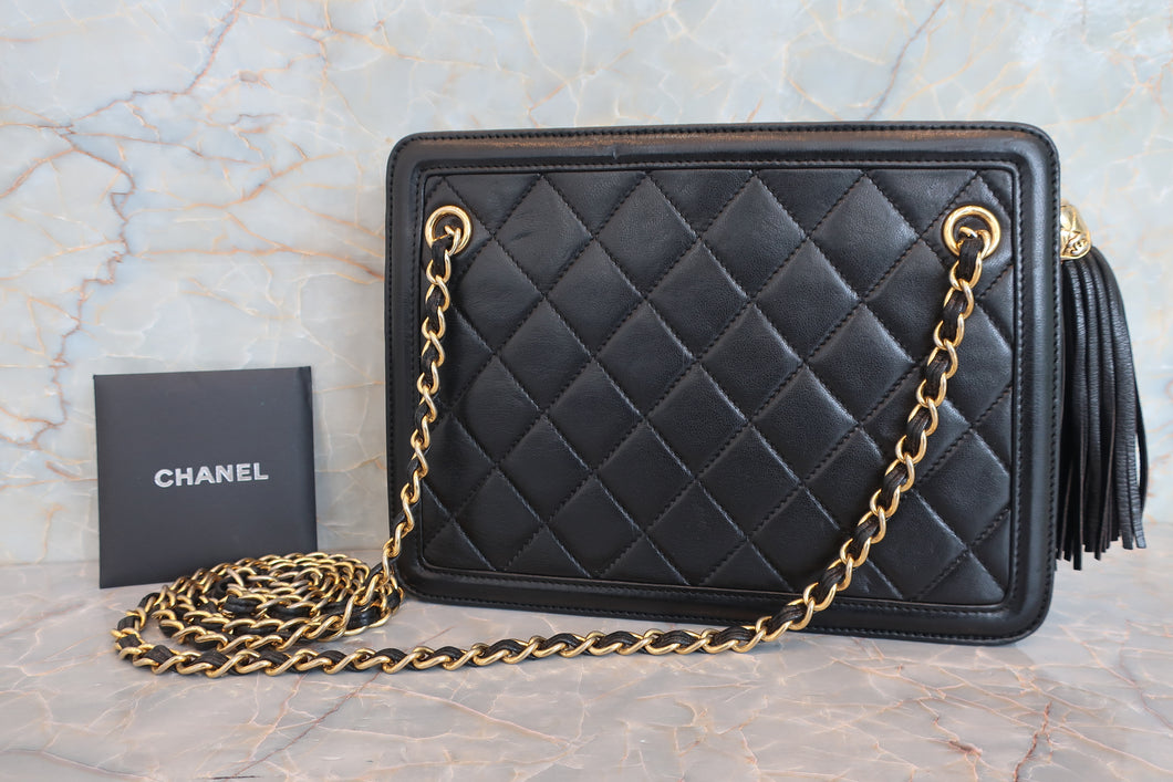 CHANEL/シャネル マトラッセフリンジチェーンショルダーバッグ ラムスキン ブラック/ゴールド金具 ショルダーバッグ 700070035