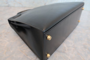 HERMES KELLY 28 Box carf leather Black 〇Z Engraving Shoulder bag 700090115