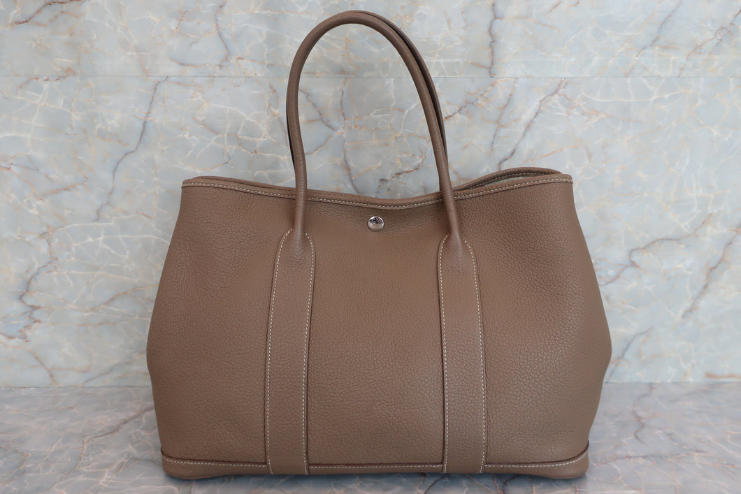 HERMES GARDEN PARTY PM Negonda leather Etoupe gray X刻印 Tote bag 600070047