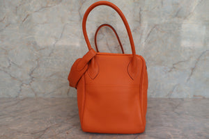 HERMES LINDY 34 Clemence leather Orange □P Engraving Shoulder bag 600080152