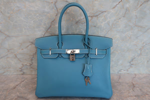 HERMES／エルメス バーキン30 トゴ ブルージーン □E刻印 ハンドバッグ 700060295