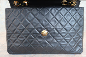 CHANEL/シャネル デカマトラッセシングルフラップチェーンショルダーバッグ ラムスキン ブラック/ゴールド金具 ショルダーバッグ 700040020