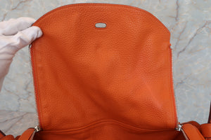 HERMES LINDY 34 Clemence leather Orange □P Engraving Shoulder bag 600080152