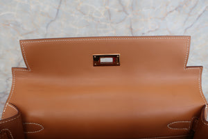 HERMES KELLY 28 Box carf leather Natural 〇W刻印 Shoulder bag 600100175