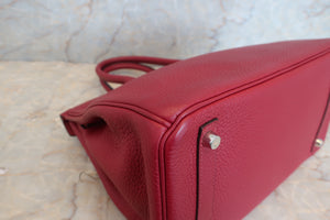 HERMES BIRKIN 30 Clemence leather Rouge Grenet A刻印 Hand bag 500080010
