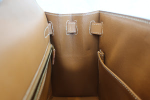 HERMES KELLY 28 Box carf leather Natural 〇W刻印 Shoulder bag 600100175